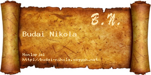 Budai Nikola névjegykártya